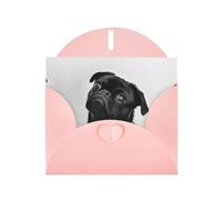 PHAYAH Cartes de vœux vierges avec enveloppes - Motif carlin noir - 10,2 x 15,2 cm - Pour Noël, vacances, anniversaire, remise de diplôme, anniversaire de mariage - Rose