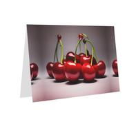 PHAYAH Cartes de vœux vierges avec enveloppes Motif cerises chiliennes 10,2 x 15,2 cm Cartes de remerciement pour Noël, vacances, anniversaire, remise de diplôme, anniversaire de mariage Bleu