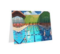 PHAYAH Cartes de vœux vierges avec enveloppes, motif flamant rose et piscine, 10,2 x 15,2 cm, cartes de remerciement pour Noël, vacances, anniversaire, remise de diplôme, anniversaire de mariage, vert