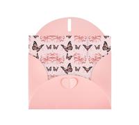 PHAYAH Cartes de vœux vierges avec enveloppes Motif papillon rose 10,2 x 15,2 cm Cartes de remerciement pour Noël, vacances, anniversaire, remise de diplôme, anniversaire de mariage Rose