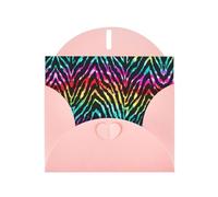 PHAYAH Cartes de vœux vierges colorées avec enveloppes Motif zèbre arc-en-ciel 10,2 x 15,2 cm Cartes de remerciement pour Noël, vacances, anniversaire, remise de diplôme, anniversaire de mariage Rose