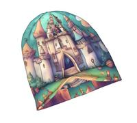 PHAYAH Casquettes à motif château classique pour femme, bonnet léger, bonnet de sommeil, doublure de casque respirante, bonnet tricoté noir