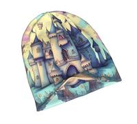 PHAYAH Casquettes à motif château de conte de fées pour hommes et femmes, bonnet de nuit léger, doublure respirante, bonnet tricoté noir