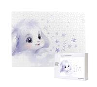 Phayah Casse-tête de lapin blanc de 500 pièces pour puzzle en bois pour famille, ami, décoration d'intérieur, art mural, 20,4 x 38,1 cm