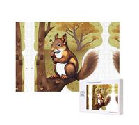 Phayah Casse-tête écureuil mangeur de noix de 300 pièces pour puzzle en bois pour famille, ami, décoration murale, 15,7 x 27,9 cm