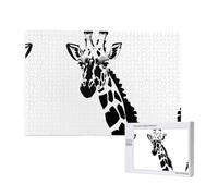 Phayah Casse-tête girafe noir et blanc de 1000 pièces pour puzzle en bois pour famille, ami, décoration murale, 29,5 x 50 cm