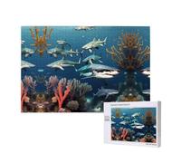 Phayah Casse-tête requins sous la mer pour adultes 1000 pièces. Décoration d'intérieur, fête d'anniversaire pour homme et femme, 75 x 50 cm