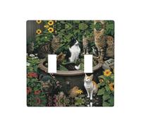 Phayah Cat By Flower - Plaque murale décorative pour interrupteur - Motif réservoir de fleurs