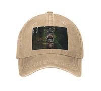 PHAYAH Chapeau de cowboy unisexe à motif Totem pour adulte - En coton - Bord incurvé - Casquette de baseball - Chapeau de soleil en denim - Noir, naturel, taille unique