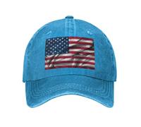 PHAYAH Chapeau de cowboy unisexe avec motif drapeau américain pour adulte - En coton - Bord incurvé - Casquette de baseball - Sport - Chapeau de soleil en denim - Noir