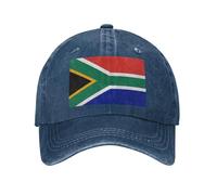 PHAYAH Chapeau de cowboy unisexe en coton à bord incurvé avec motif drapeau de l'Afrique du Sud, chapeau de soleil sport en denim, noir