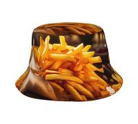 PHAYAH Chapeau de soleil motif pile de frites pour adulte, impression exquise, unisexe, chapeau bob, voyage, plage, chapeau noir, Noir , Taille unique