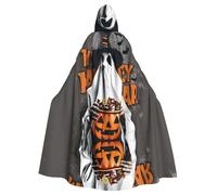 PHAYAH Chapeau de sorcière avec motif citrouille pour Halloween, sorcière, sorcière, cape à capuche, cape de Noël, cosplay, bal masqué, fête, cadeau