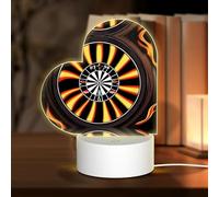 PHAYAH Cible de fléchettes avec motif de flamme en forme de cœur, veilleuse décorative avec prise USB, lampe de table avec 3 modes d'éclairage réglables pour chambre à coucher, salon, café