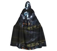 PHAYAH Cottage In The Cemetery Poncho à capuche unisexe à capuche pour cosplay, Halloween, fête costumée, bal masqué