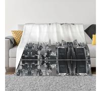 PHAYAH Couverture en flanelle ultra douce à motif New York pour canapé, lit, salon, bureau, pause déjeuner, 101,6 x 76,2 cm, noir et blanc