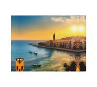 PHAYAH Couverture en flanelle ultra douce avec motif coucher de soleil à Barcelone pour canapé, lit, salon, bureau, pause déjeuner, 203,2 x 152,4 cm