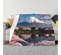 PHAYAH Couverture en flanelle ultra douce avec motif Mont Fuji au début du printemps pour canapé, lit, salon, bureau, pause déjeuner, 101,6 x 76,2 cm