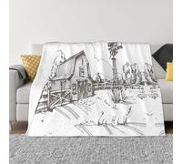 PHAYAH Couverture en flanelle ultra douce et chaude à motif maison de ville pour lit, canapé, soirée cinéma, camping et voyage, 203,2 x 152,4 cm