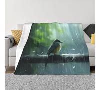 PHAYAH Couverture polaire douce en flanelle avec motif oiseau imprégné de pluie, 203,2 x 152,4 cm, couverture chaude pour toutes les saisons pour literie, canapé et voyage