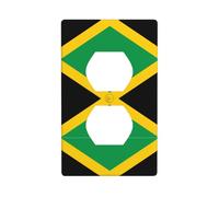 Phayah Couvre-prises décoratifs avec motif drapeau de la Jamaïque - Prise de courant - Plaque d'interrupteur - Double prise