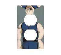 Phayah Couvre-prises décoratives motif ours en gilet, prise de courant duplex, plaque d'interrupteur simple et double