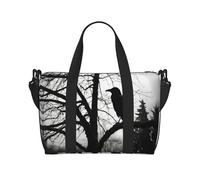 Phayah Crow On Branch Sac de voyage fourre-tout pour femme et fille Résistant à l'eau, Noir , Taille unique