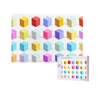 Phayah Cubes colorés Puzzles de 1000 pièces pour puzzle en bois pour famille, ami, décoration murale, 29,5 x 50 cm