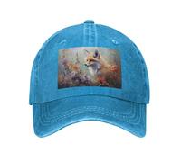 PHAYAH Dazed Fox Motif Chapeau de cowboy unisexe adulte en coton à bord incurvé Casquette de baseball Sport Denim Chapeau de soleil Noir, bleu, Taille unique