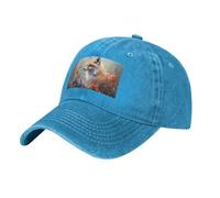 PHAYAH Dazed Fox Motif Chapeau de cowboy unisexe adulte en coton à bord incurvé Casquette de baseball Sport Denim Chapeau de soleil Noir, bleu, Taille unique