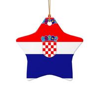 Phayah Décoration de Noël en céramique en forme d'étoile en forme de drapeau de la République de Croatie à suspendre pour sapin de Noël