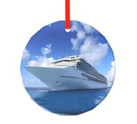 Phayah Décoration de Noël ronde en verre Motif bateau de croisière