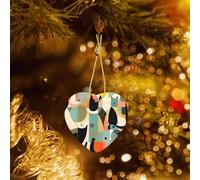 Phayah Décoration de sapin de Noël en céramique avec motif chat et cœur du milieu du siècle - Souvenirs de maison pour rassemblements - À suspendre