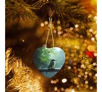 Phayah Décoration de sapin de Noël en céramique avec motif oiseau plongé dans la pluie - Souvenirs pour rassemblements - Arbre de Noël à suspendre