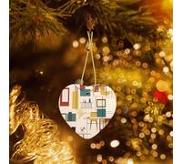 Phayah Décoration de sapin de Noël en forme de cœur moderne du milieu du siècle - Souvenirs de maison pour rassemblements - À suspendre