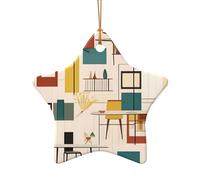 Phayah Décoration de sapin de Noël en forme d'étoile moderne du milieu du siècle - Souvenirs de maison pour rassemblements - Décoration à suspendre