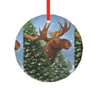 Phayah Décoration de sapin de Noël en verre avec motif de cerfs d'hiver, pour la famille, le Nouvel An, la maison, les souvenirs et les rassemblements