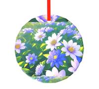 Phayah Décoration de sapin de Noël en verre avec motif de fleurs en forme de fleur, pour famille, Nouvel An, maison, souvenirs, rassemblements