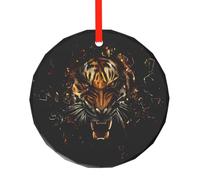 Phayah Décoration de sapin de Noël en verre avec motif tigre féroce, pour la famille, le Nouvel An, la maison, les souvenirs et les rassemblements