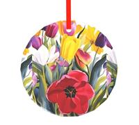 Phayah Décoration de sapin de Noël en verre avec motif tulipe - Pour la famille, le Nouvel An, la maison, les rassemblements