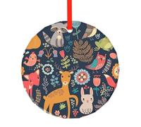 Phayah Décoration de sapin de Noël en verre de forme ronde en forme de chouette, lapin, oiseau, renard, pour famille, Nouvel An, maison, souvenirs, rassemblements