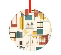 Phayah Décoration de sapin de Noël moderne du milieu du siècle - Ornements ronds en verre adaptés pour le Nouvel An, la maison pour les rassemblements