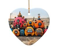 Phayah Décoration en céramique en forme de cœur abandonnée pour sapin de Noël Nouvel An Souvenirs de maison pour rassemblements Décoration à suspendre