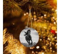 Phayah Décoration ronde en céramique pour sapin de Noël Motif étalon noir