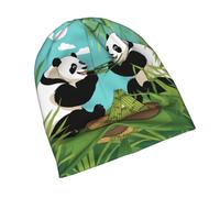 PHAYAH Deux adorables grands pandas motif décontracté élastique sans bord, chaud et respirant, convient pour les femmes, les femmes enceintes et les activités de plein air noir