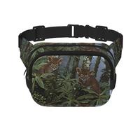 Phayah Deux léopards hommes femmes sac banane avec sangle réglable pour l'extérieur entraînement voyage décontracté course randonnée cyclisme
