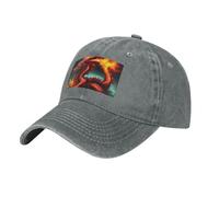PHAYAH Dragon King in Fire Pattern Chapeau de cowboy unisexe adulte en coton à bord incurvé Casquette de baseball Sport Denim Chapeau de soleil Noir