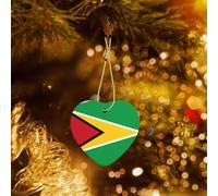 Phayah Drapeau de la Guyane en céramique en forme de cœur pour sapin de Noël - Souvenirs pour la famille, le Nouvel An, la maison