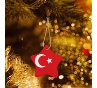 Phayah Drapeau de la Turquie en céramique en forme d'étoile pour sapin de Noël, famille, Nouvel An, maison, souvenirs pour rassemblements