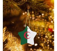 Phayah Drapeau de l'Algérie en céramique avec pendentif étoile de Noël pour décoration de Noël